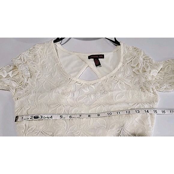 Material Girl Bodycon Dress Size Medium Ivory Lace Lined Sheer Hem & Sleeves0 - Picture 6 of 10